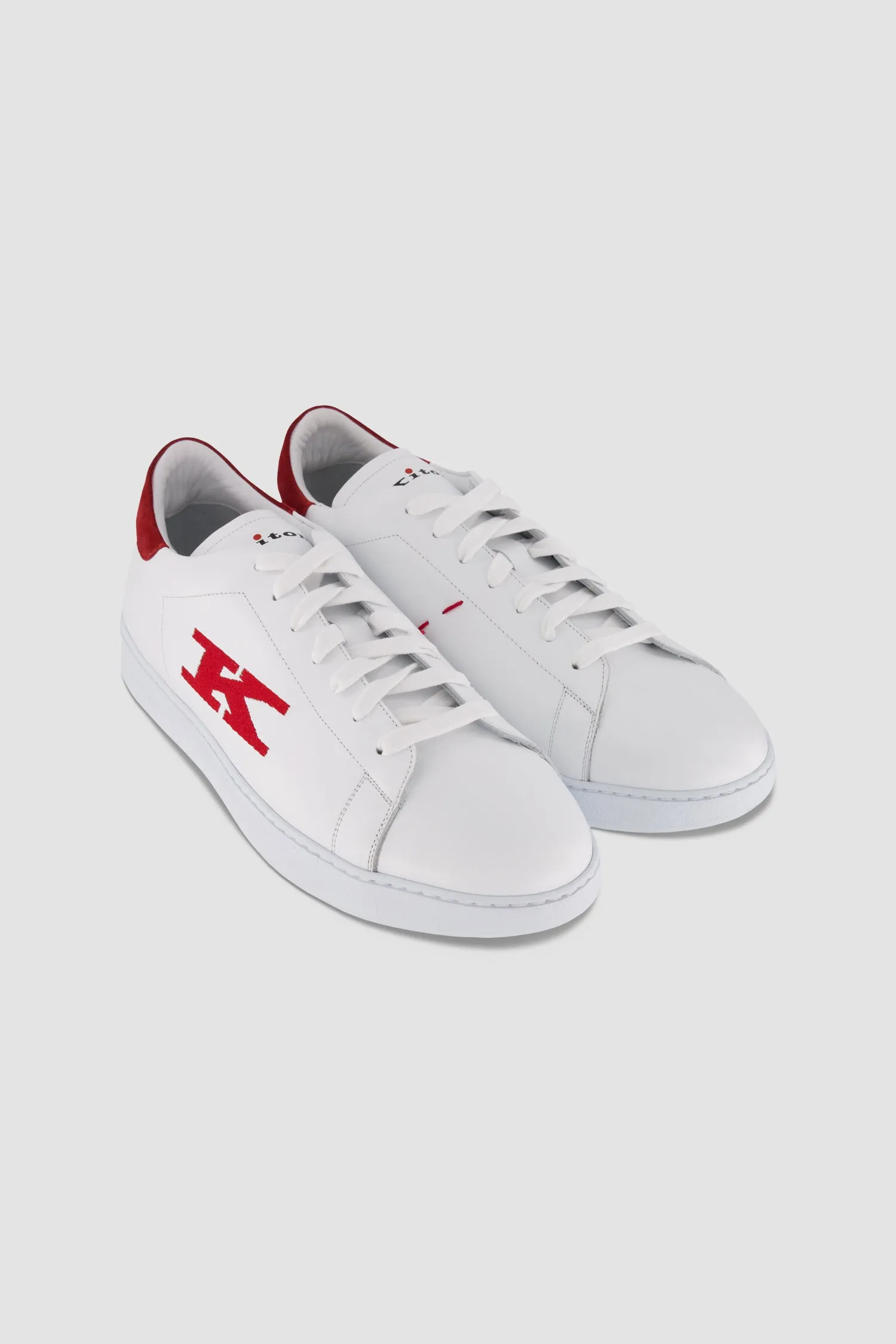 Kiton White/Red Calfskin Sneakers