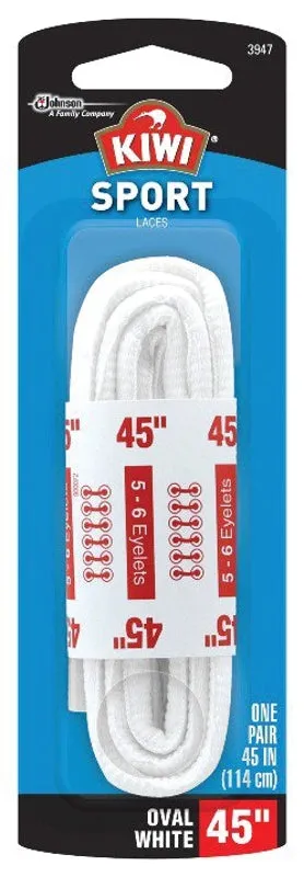 Kiwi 70434 Shoelaces, Round, White, 45 in L :EA: QUANTITY: 3