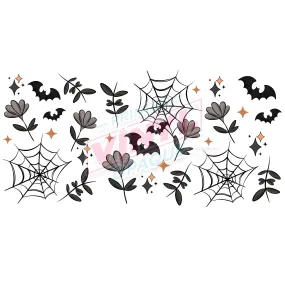 Libbey Can Wrap 16oz -  Ink Transfers | Spooky Floral Bats