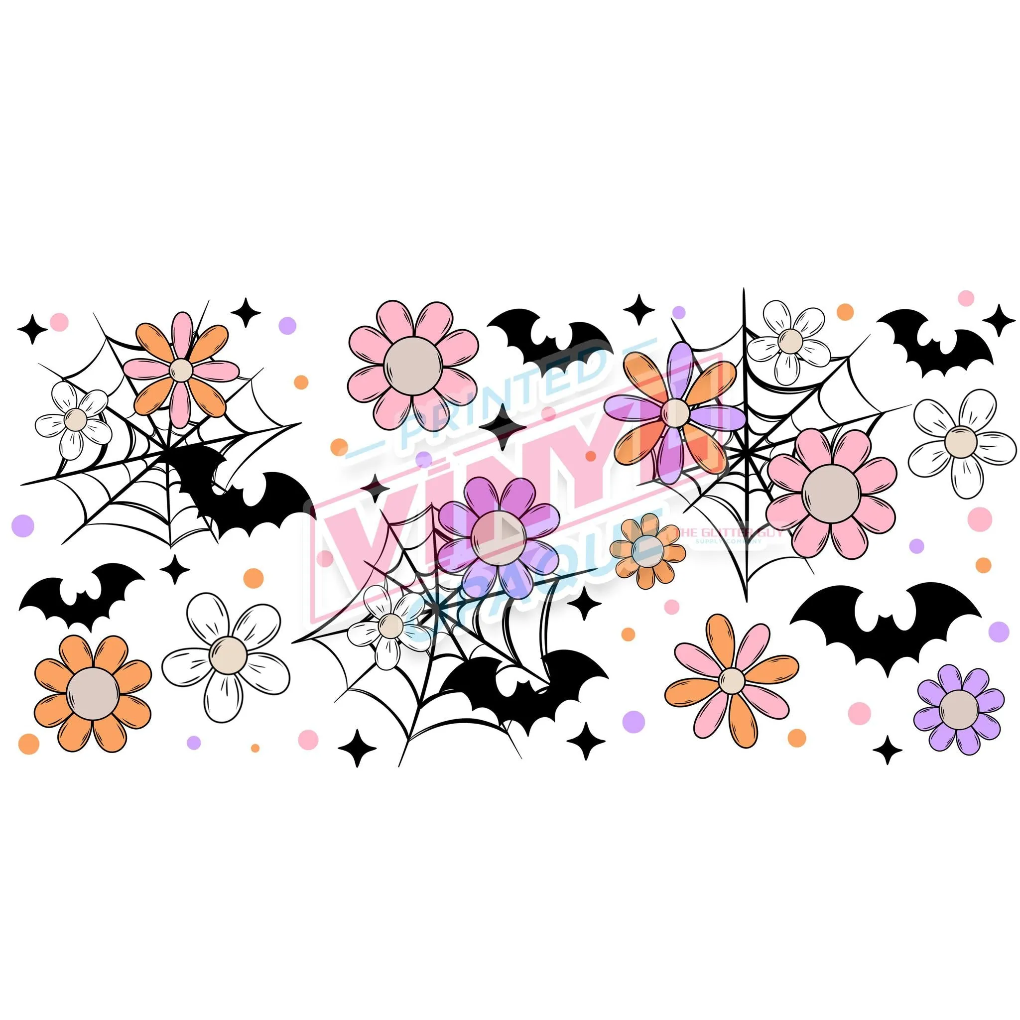 Libbey Can Wrap 16oz -  Ink Transfers | Spooky Retro Floral