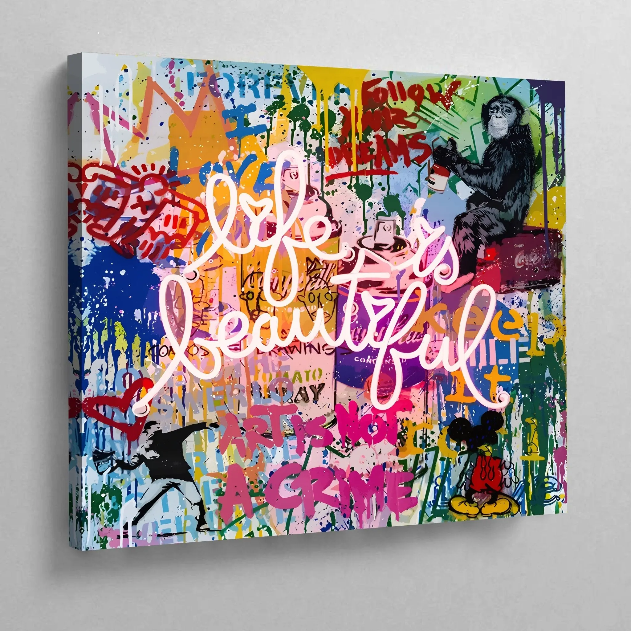 Life Is Beautiful Street Art Canvas