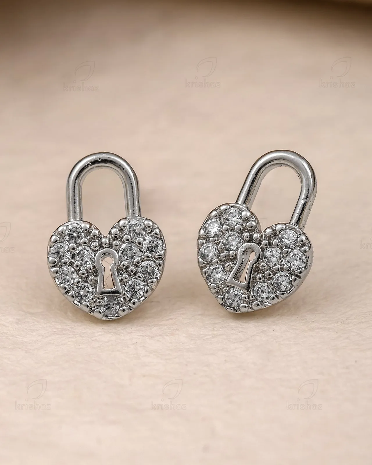 Lock Heart Mini Cz Studs