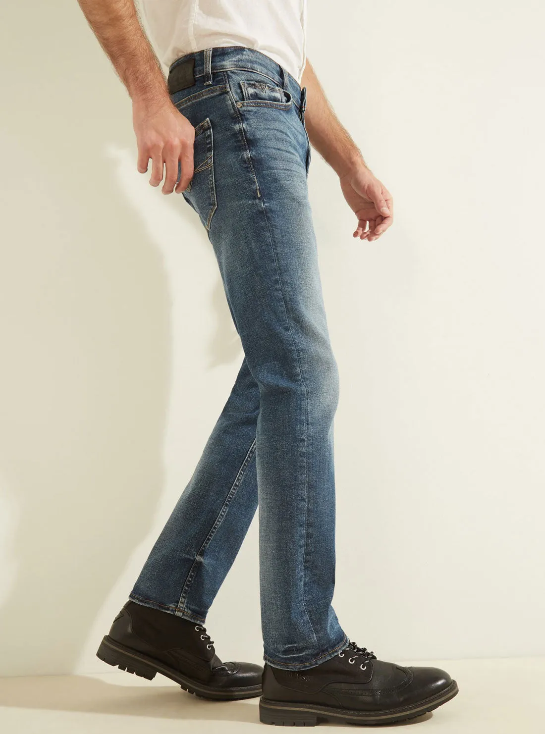 Low-Rise Slim Straight Denim Jeans in Stratus Blue Wash