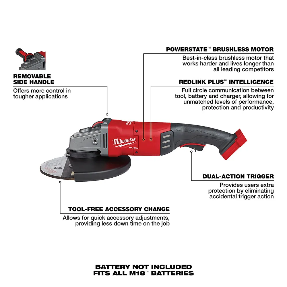 Milwaukee 2785-80 M18 FUEL 18V 7/9" Large Angle Grinder Kit - Bare Tool, Recon