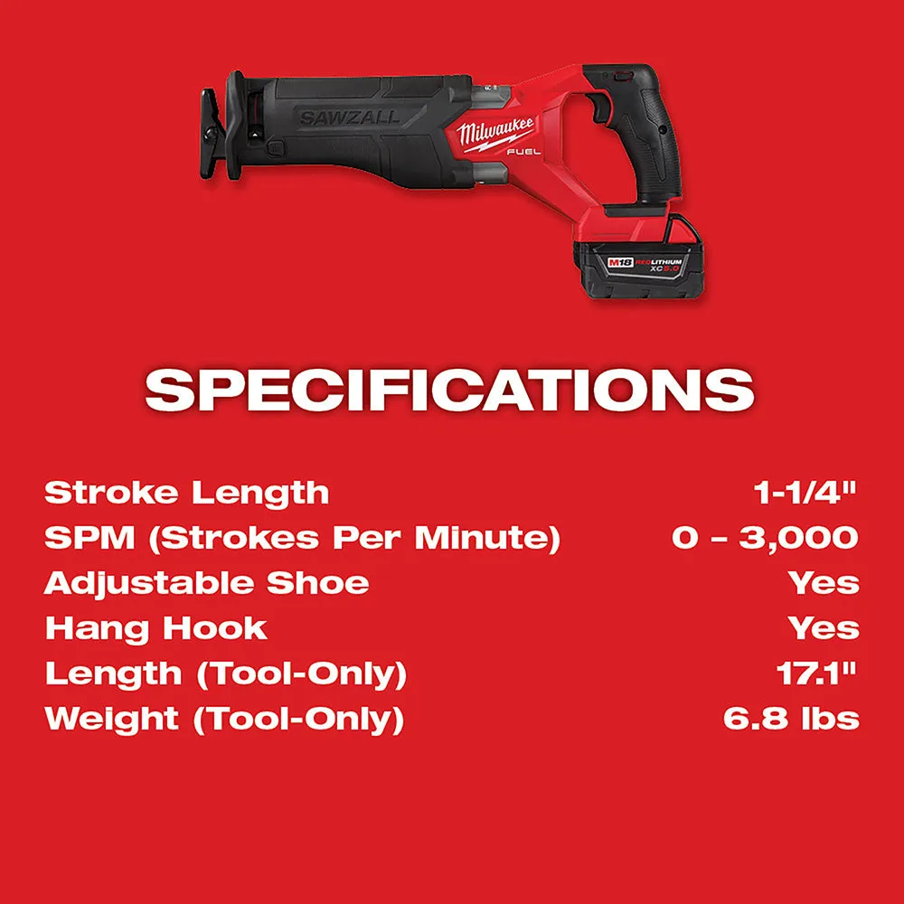 Milwaukee 2821-21FR M18 FUEL 18V Cordless Li-Ion SAWZALL / Grinder Combo Kit