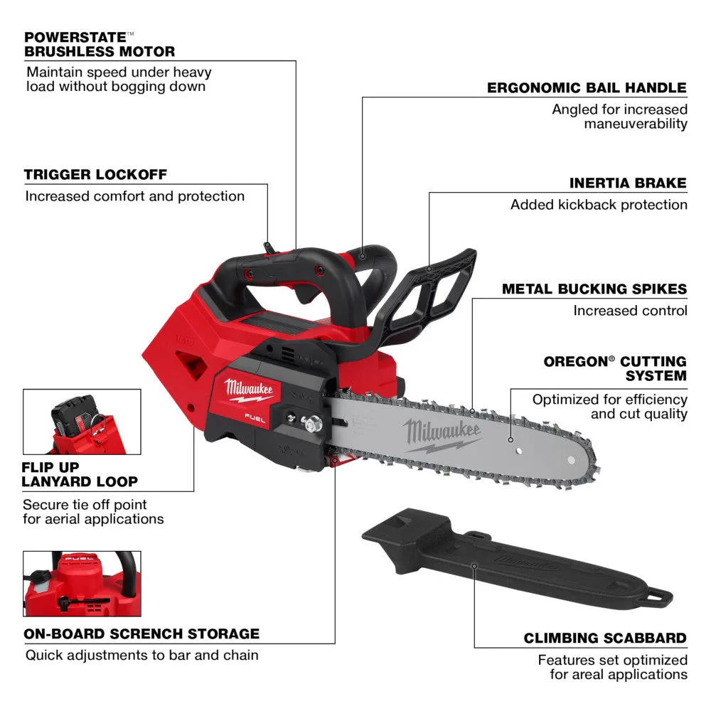 Milwaukee 2826-20C M18 FUEL 18V 12" Cordless Top Handle Chainsaw - Bare Tool