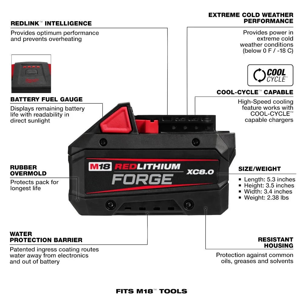 Milwaukee 2829-20B8F M18 FUEL 18V Li-Ion Compact Band Saw w/ 8AH Forge Battery