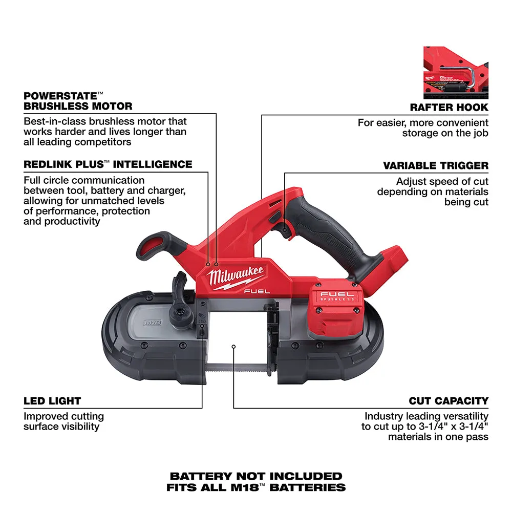 Milwaukee 2829-20B8F M18 FUEL 18V Li-Ion Compact Band Saw w/ 8AH Forge Battery