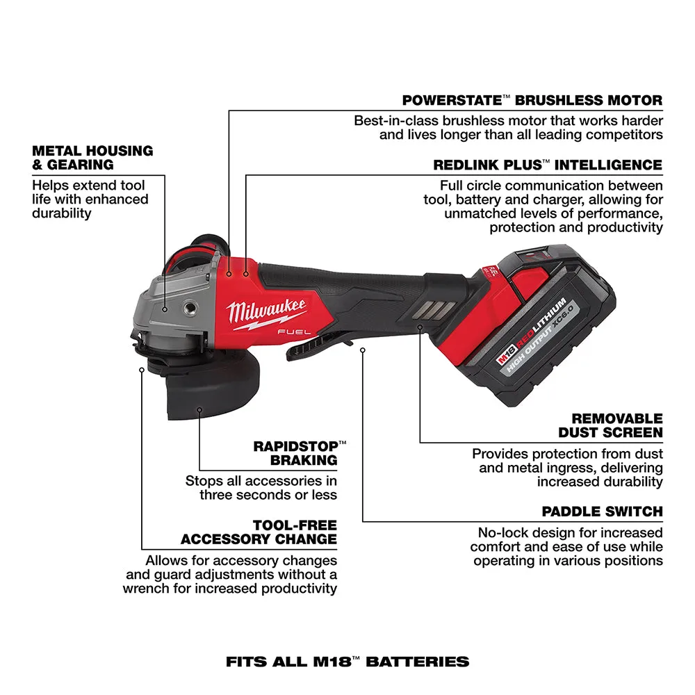 Milwaukee 2880-22 M18 FUEL 18V 4-1/2" / 5" Grinder Paddle Switch No-Lock Kit