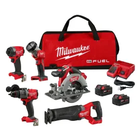 Milwaukee 3697-25 M18 FUEL 18V 5 Tool Cordless Brushless Li-Ion Combo Kit