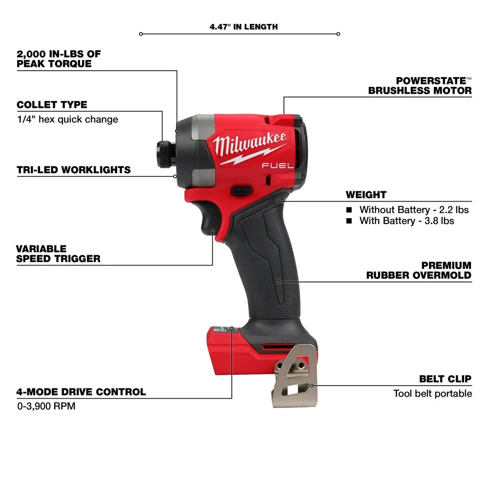 Milwaukee 3697-25 M18 FUEL 18V 5 Tool Cordless Brushless Li-Ion Combo Kit