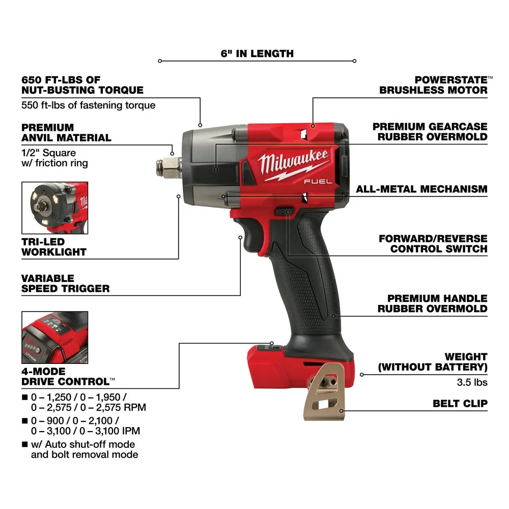 Milwaukee 3697-27 M18 FUEL 18V 7 Tool Cordless Lithium-Ion Combo Kit