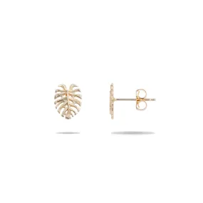 Monstera Earrings in Gold - 9mm