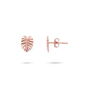 Monstera Earrings in Rose Gold - 9mm