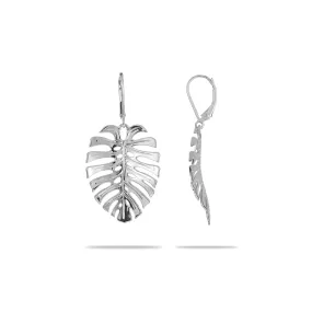 Monstera Earrings in White Gold - 30mm