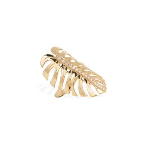 Monstera Ring in Gold with Diamonds - 32mm