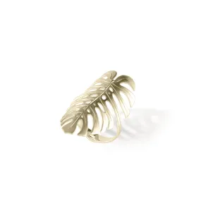 Monstera Ring in Green Gold - 30mm