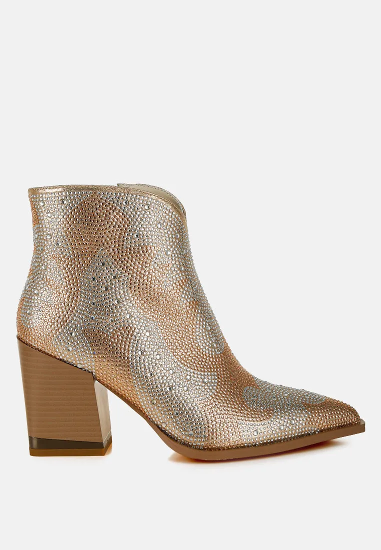 Mugler Rhinestones Embellished Ankle Boots