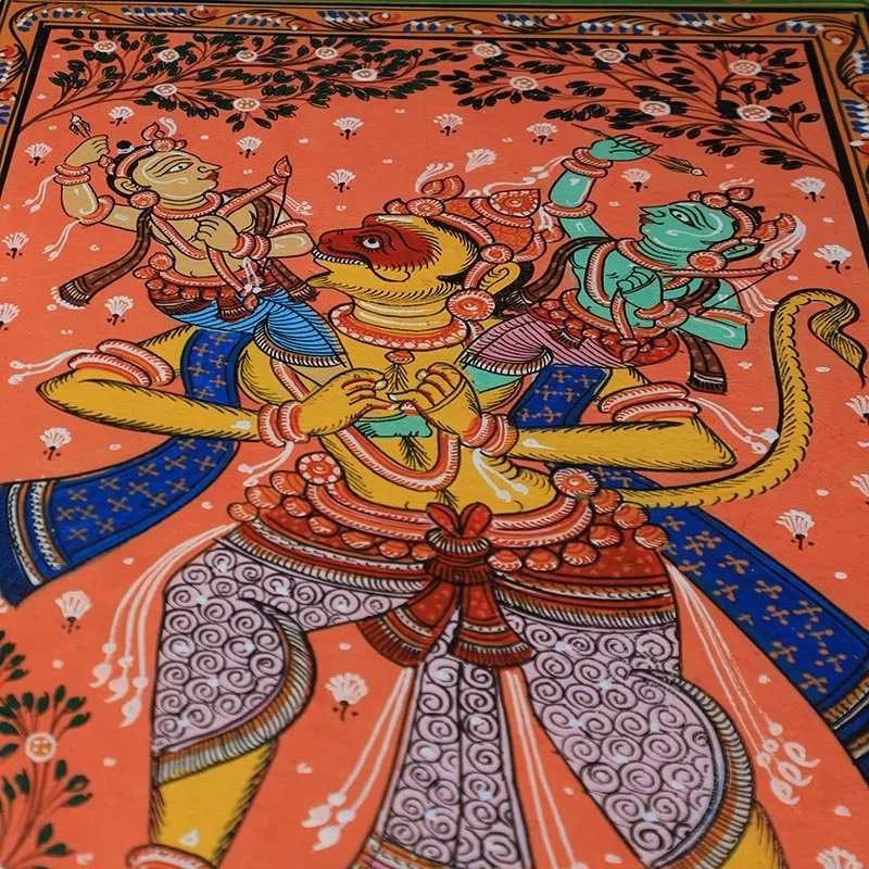 Pattachitra Painting - Hanuman, Ram and Laxman