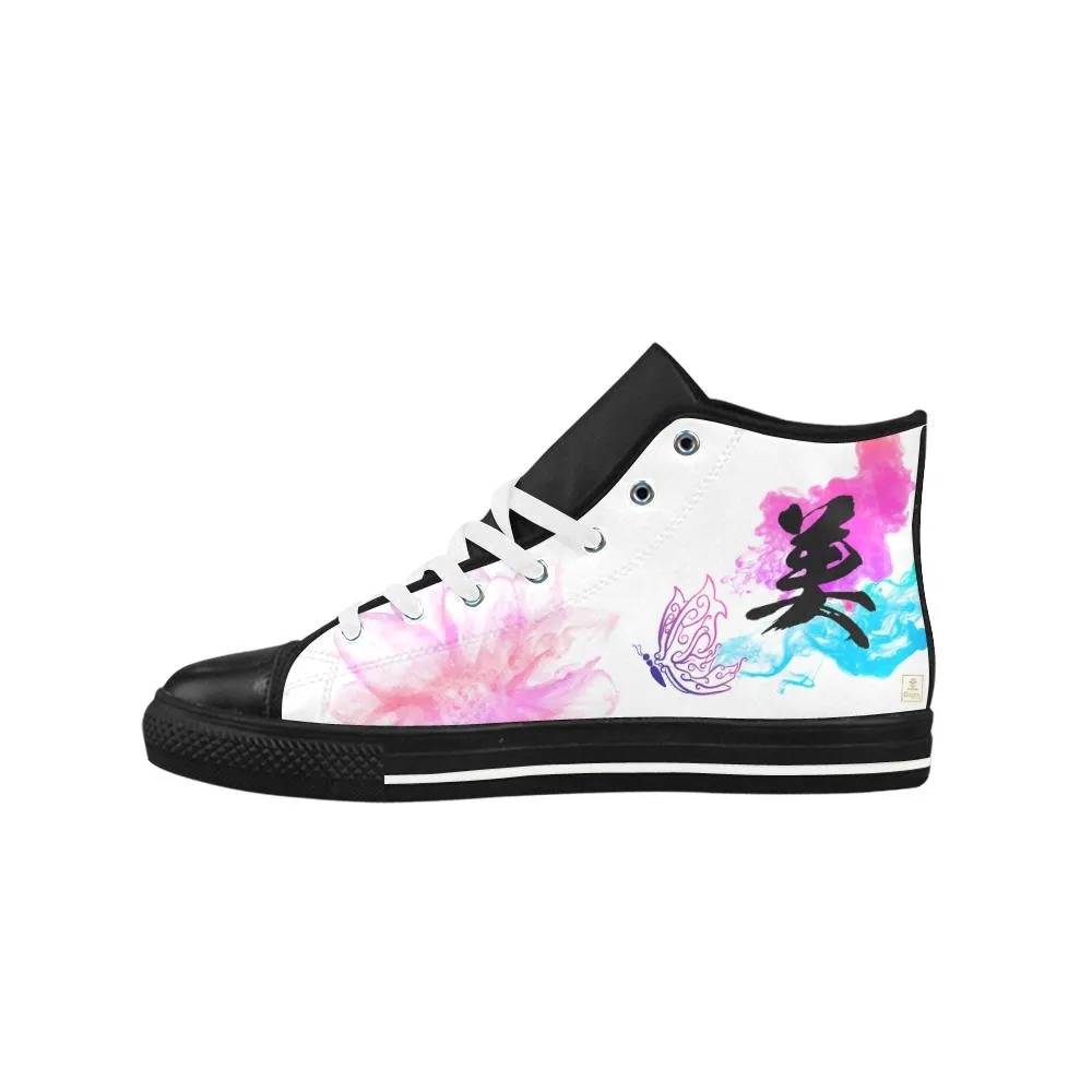 "Bi" - Beauty Kanji Leather High Top Shoes - Womens