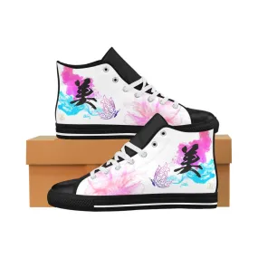 "Bi" - Beauty Kanji Leather High Top Shoes - Womens