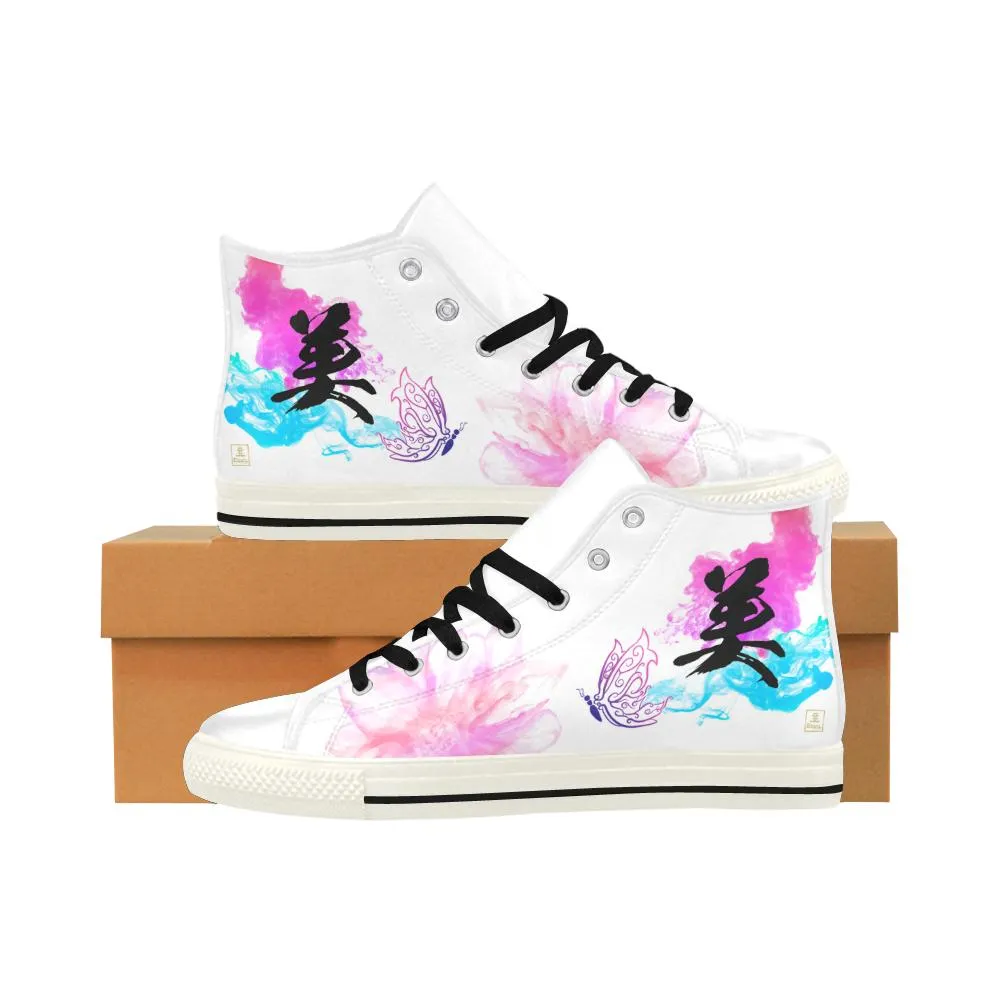 "Bi" - Beauty Kanji Leather High Top Shoes - Womens