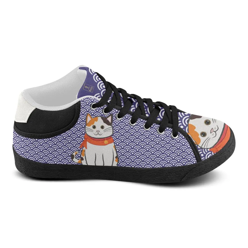 "Manekiko" - Beckoning Cat Canvas Sneakers - Womens