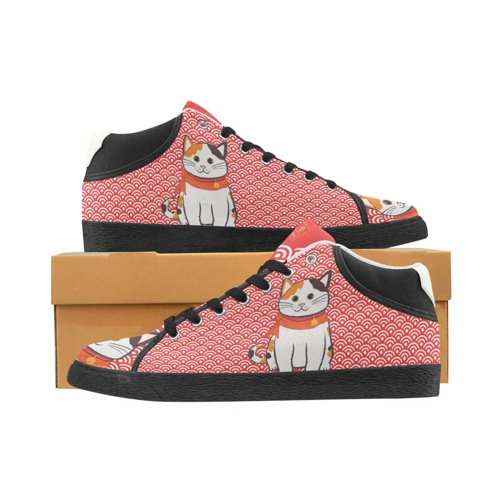 "Manekiko" - Beckoning Cat Canvas Sneakers - Womens