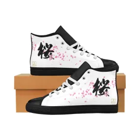 "Sakura" Kanji Leather High Top Shoes - Womens