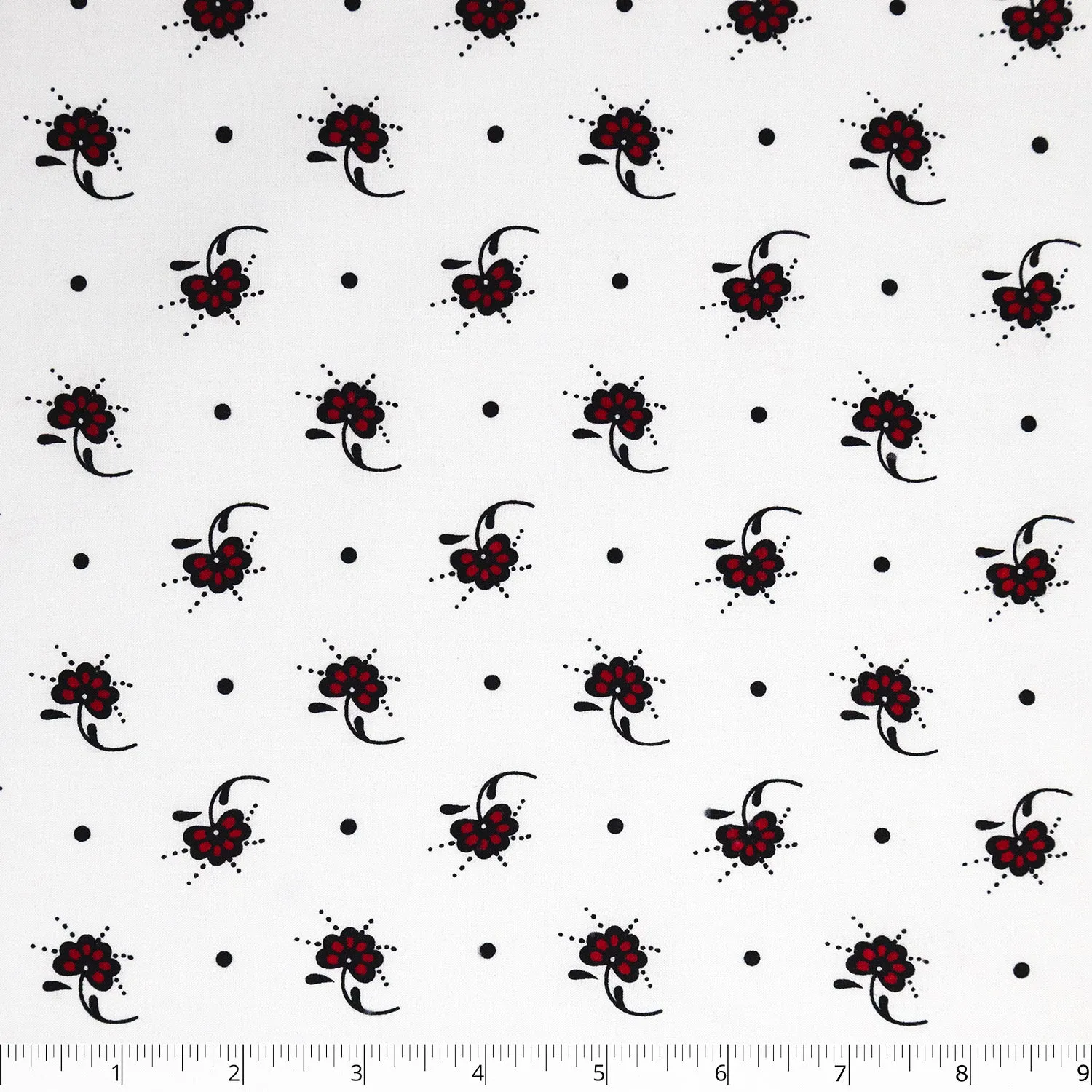 Red & Black Flowered & Spot'd Cotton - $18.00