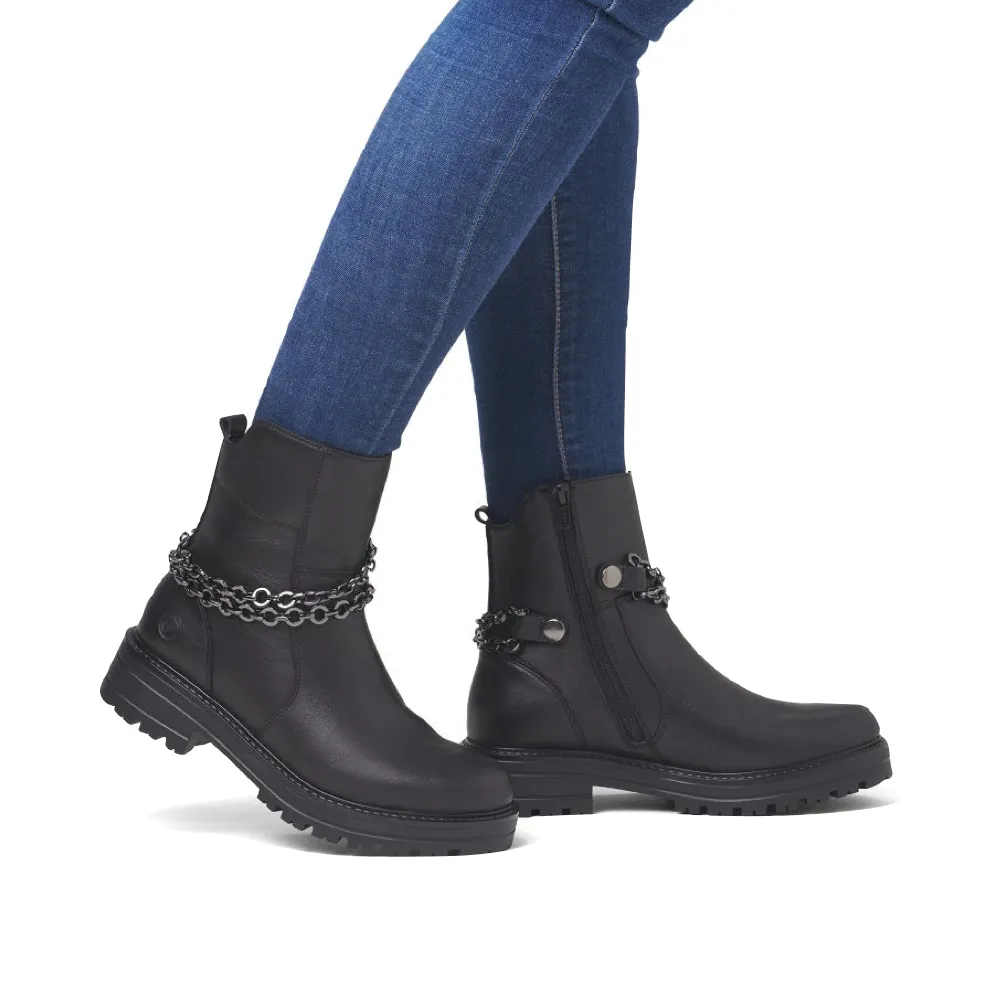 Remonte Women's 85 Chain Boot in Black