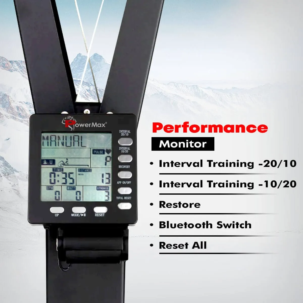 SAC-1000 Exercise SKI Machine for Commercial Gym with Floor Stand | Max User Weight-150kg | LCD Display | 10 Level Resistance and Bluetooth Application for Android & iOS