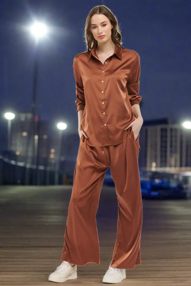 Satin Lounge Pants - Copper