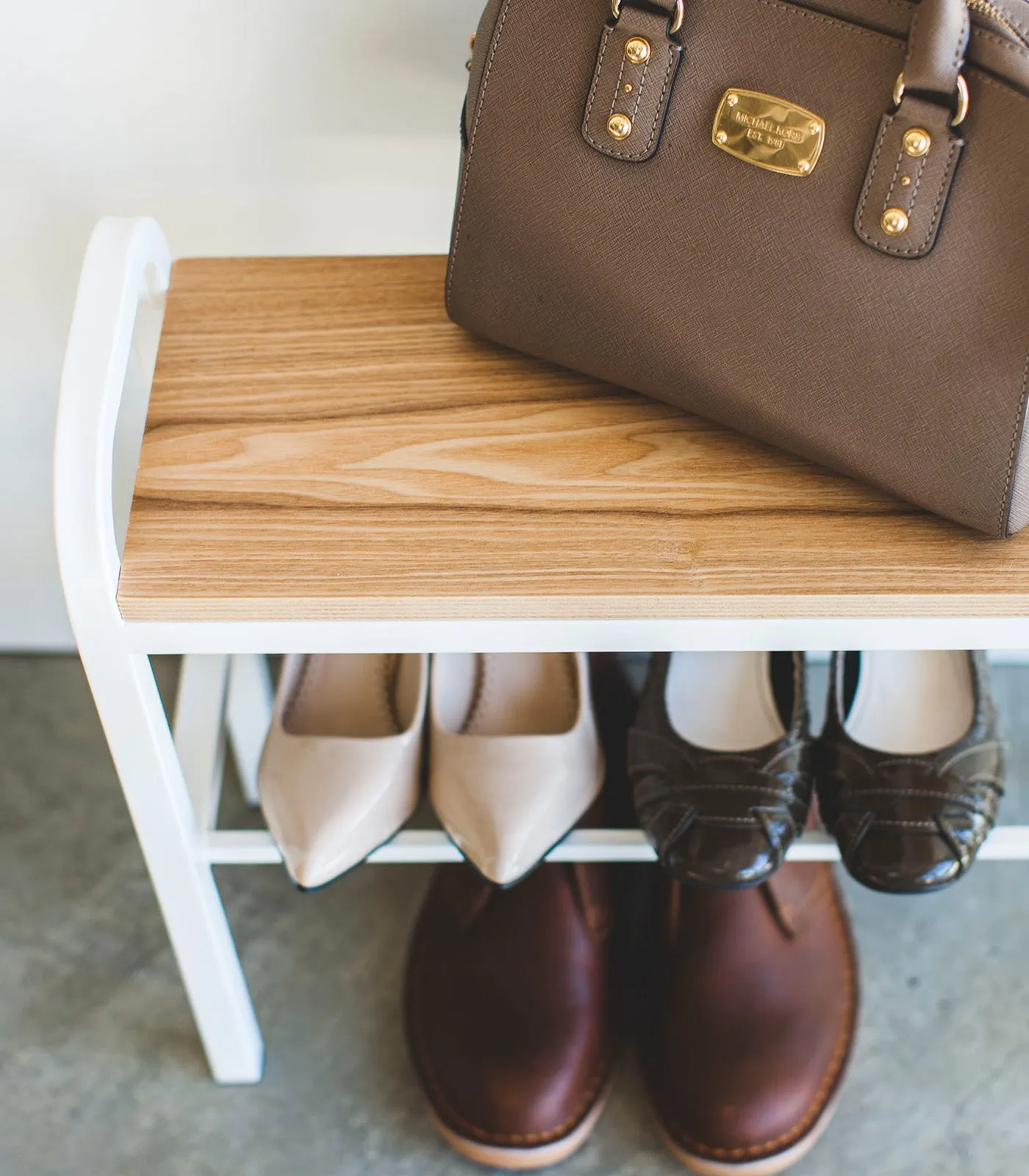 Shoe Organizer & Bench (18" H)  - Steel   Wood