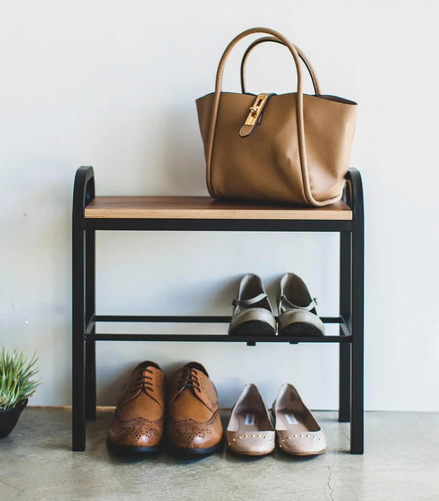 Shoe Organizer & Bench (18" H)  - Steel   Wood