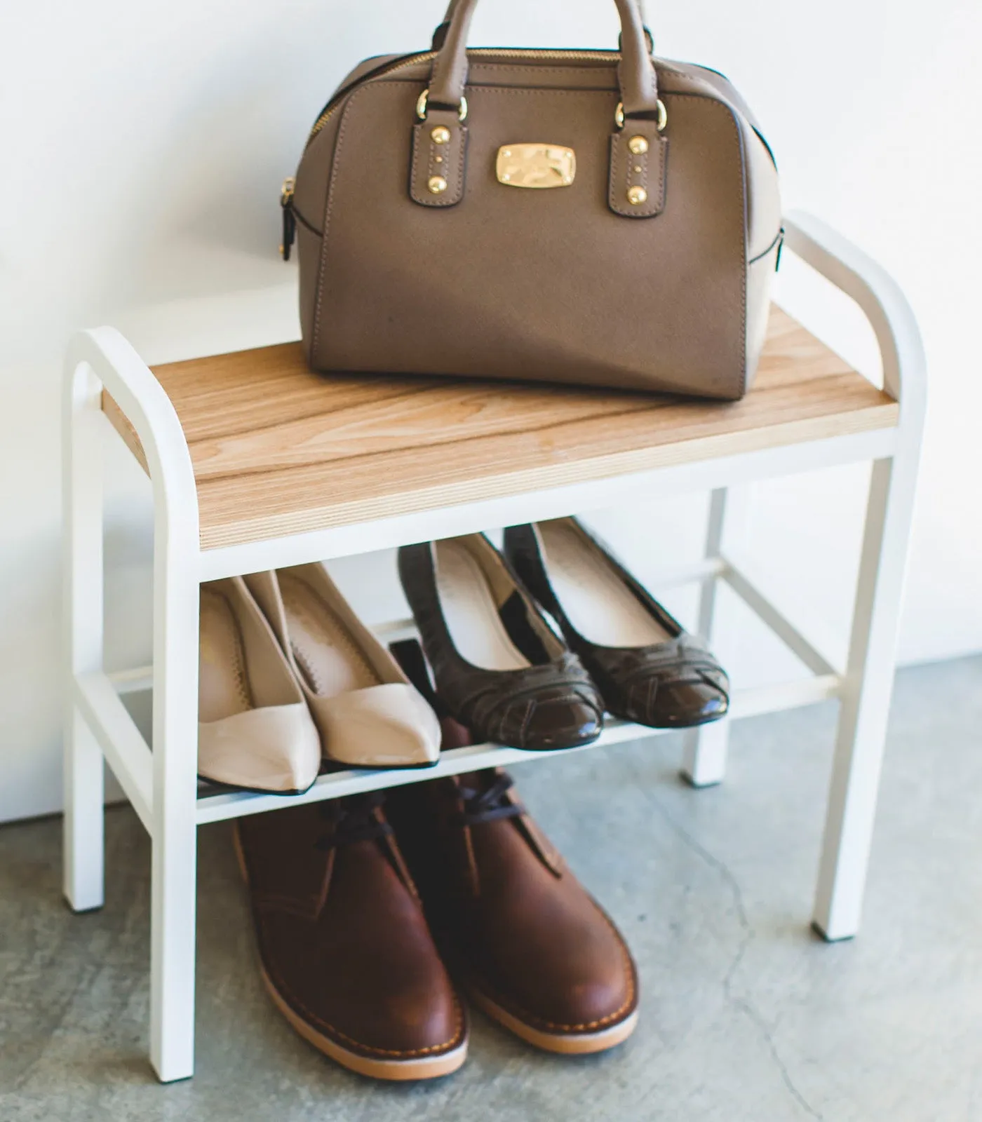 Shoe Organizer & Bench (18" H)  - Steel   Wood