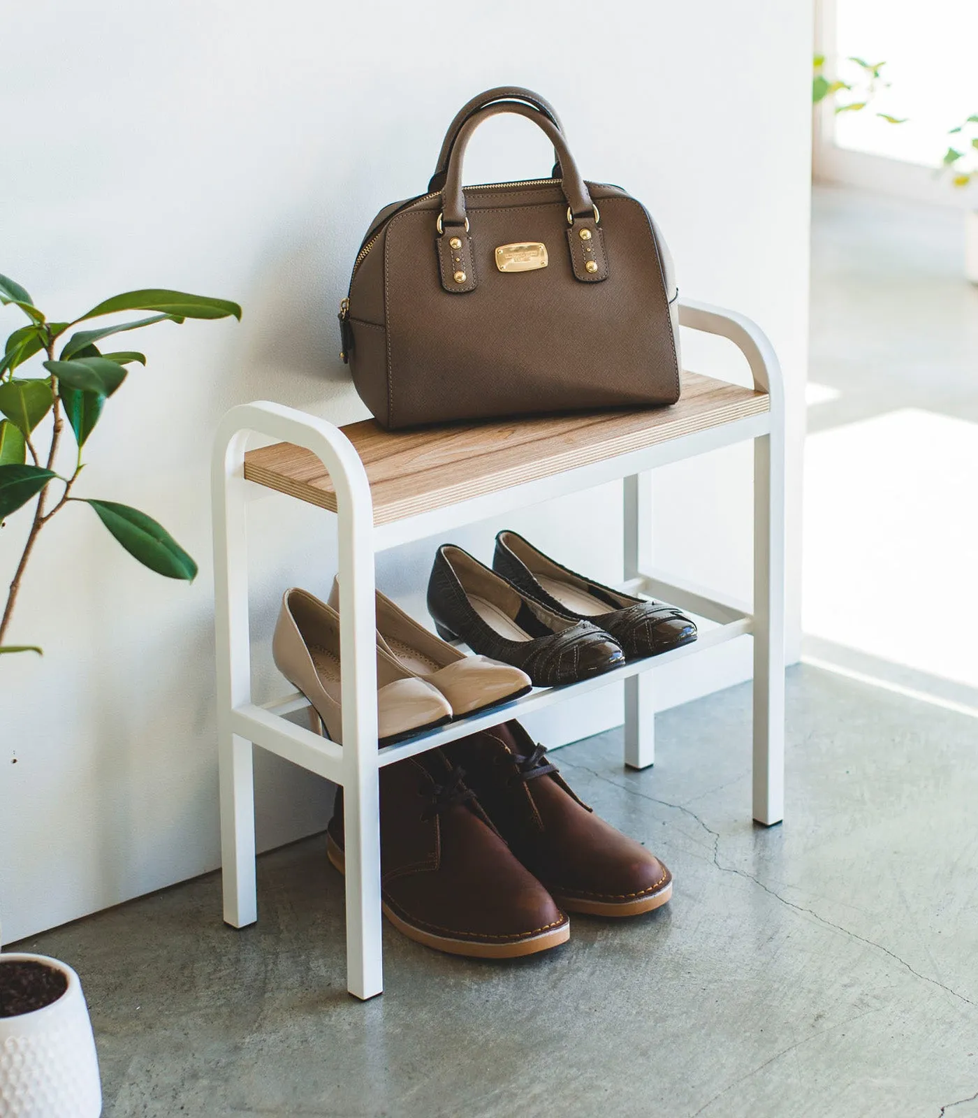 Shoe Organizer & Bench (18" H)  - Steel   Wood