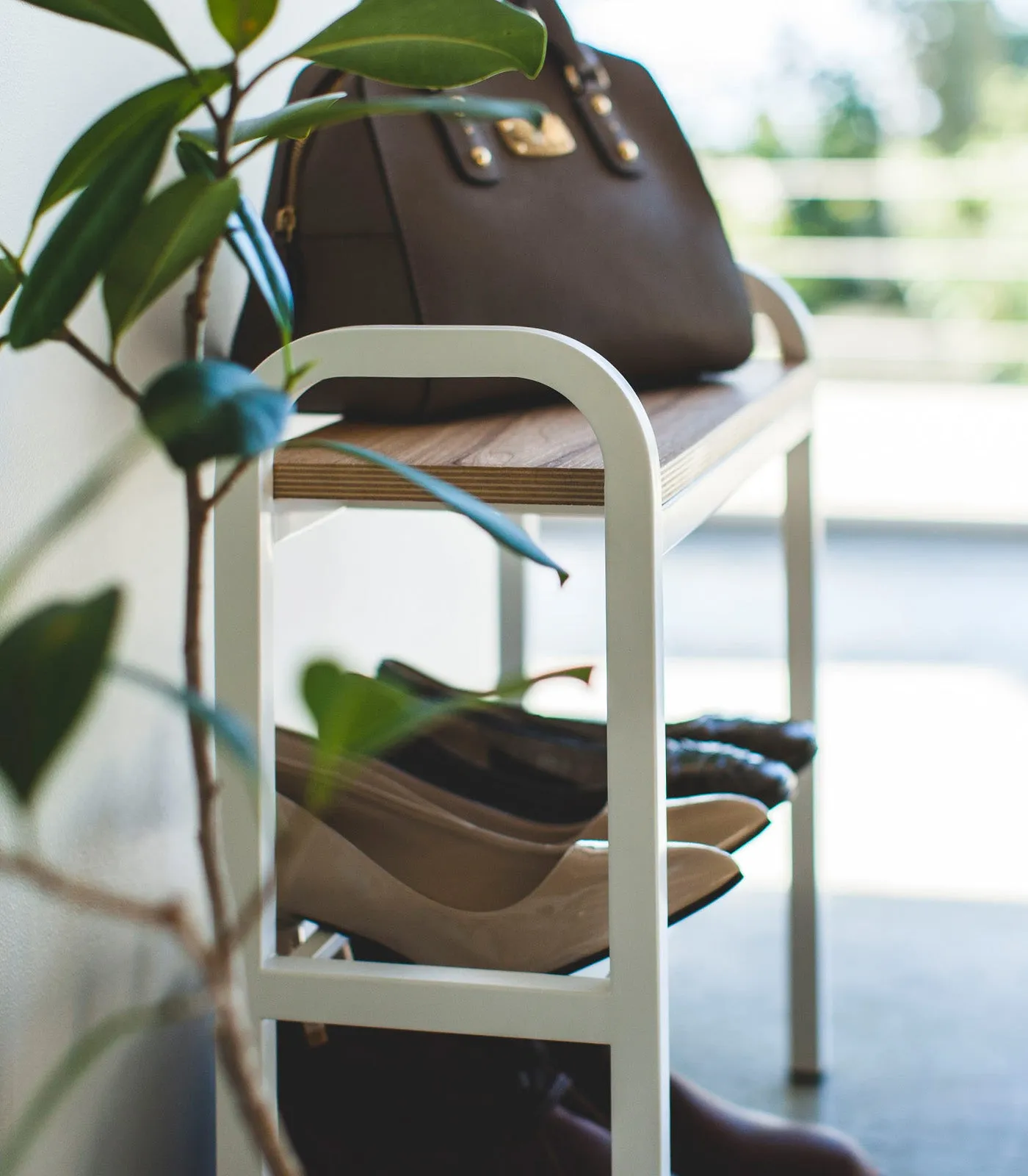 Shoe Organizer & Bench (18" H)  - Steel   Wood