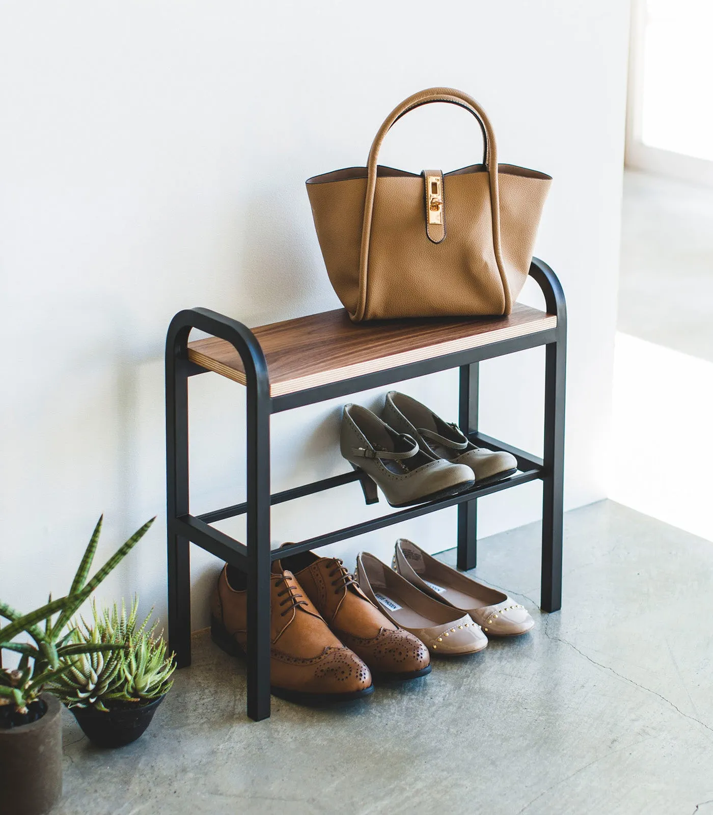 Shoe Organizer & Bench (18" H)  - Steel   Wood