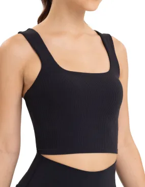 Sports Bra Square Neck Workout Tank Tops with Built