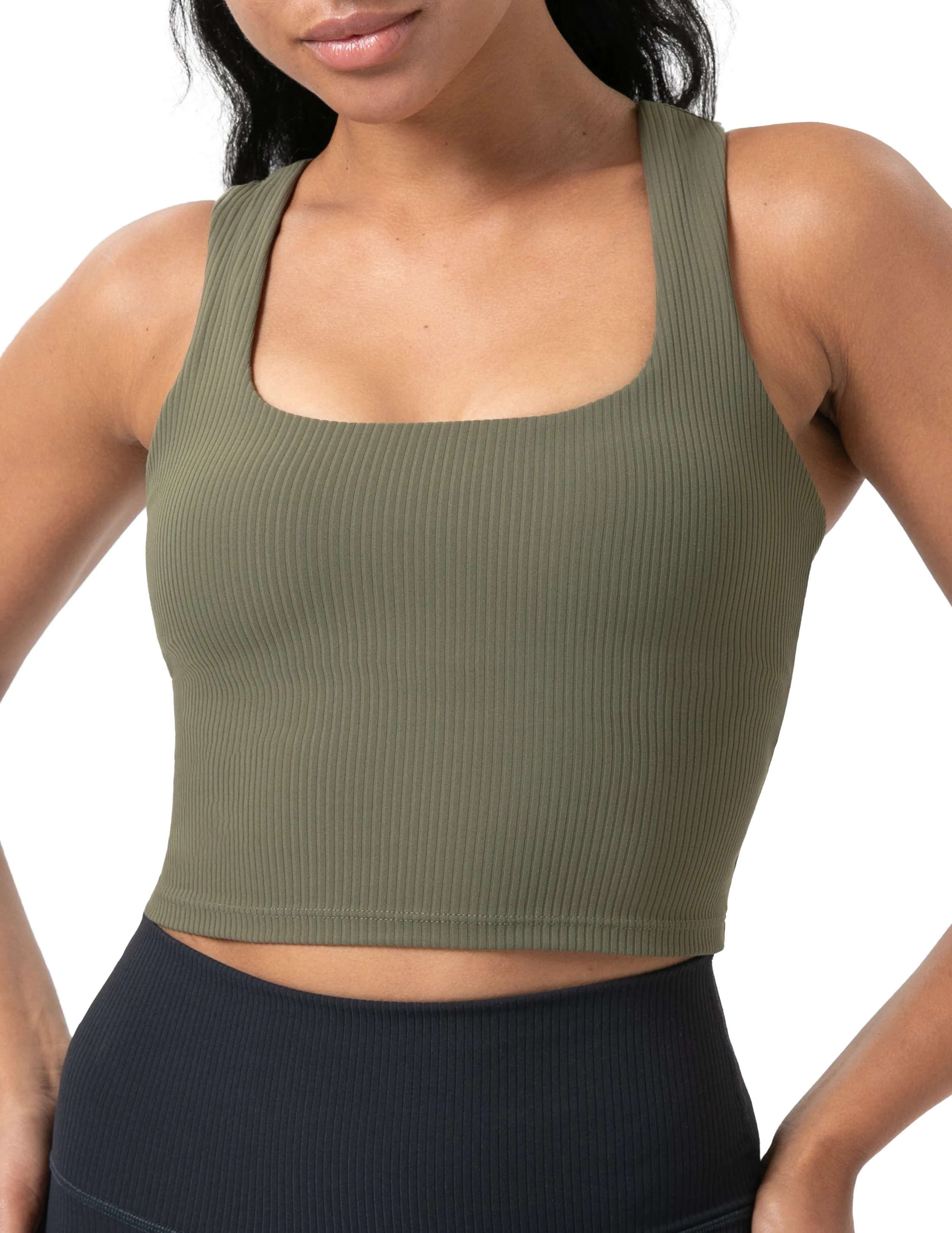 Sports Bra Square Neck Workout Tank Tops with Built