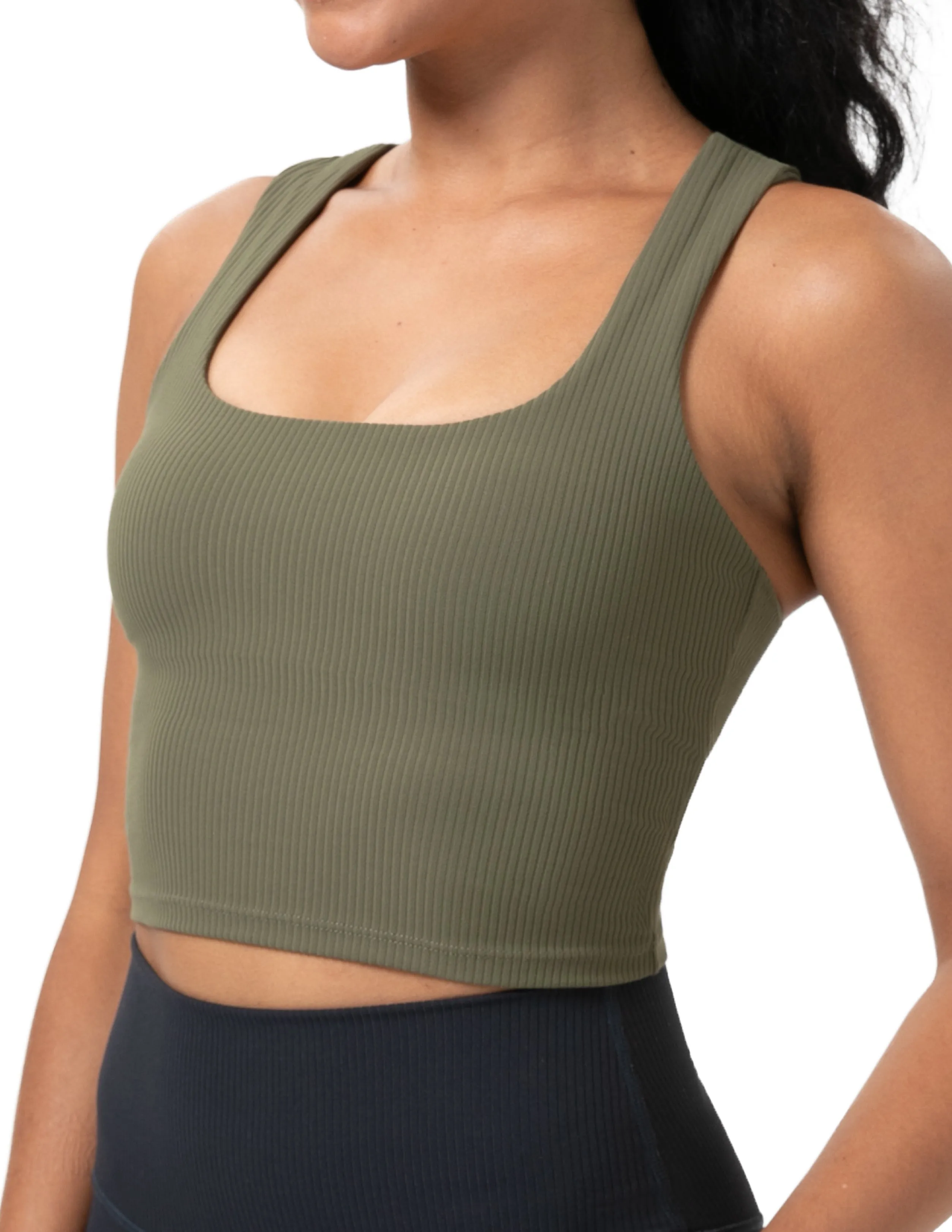 Sports Bra Square Neck Workout Tank Tops with Built