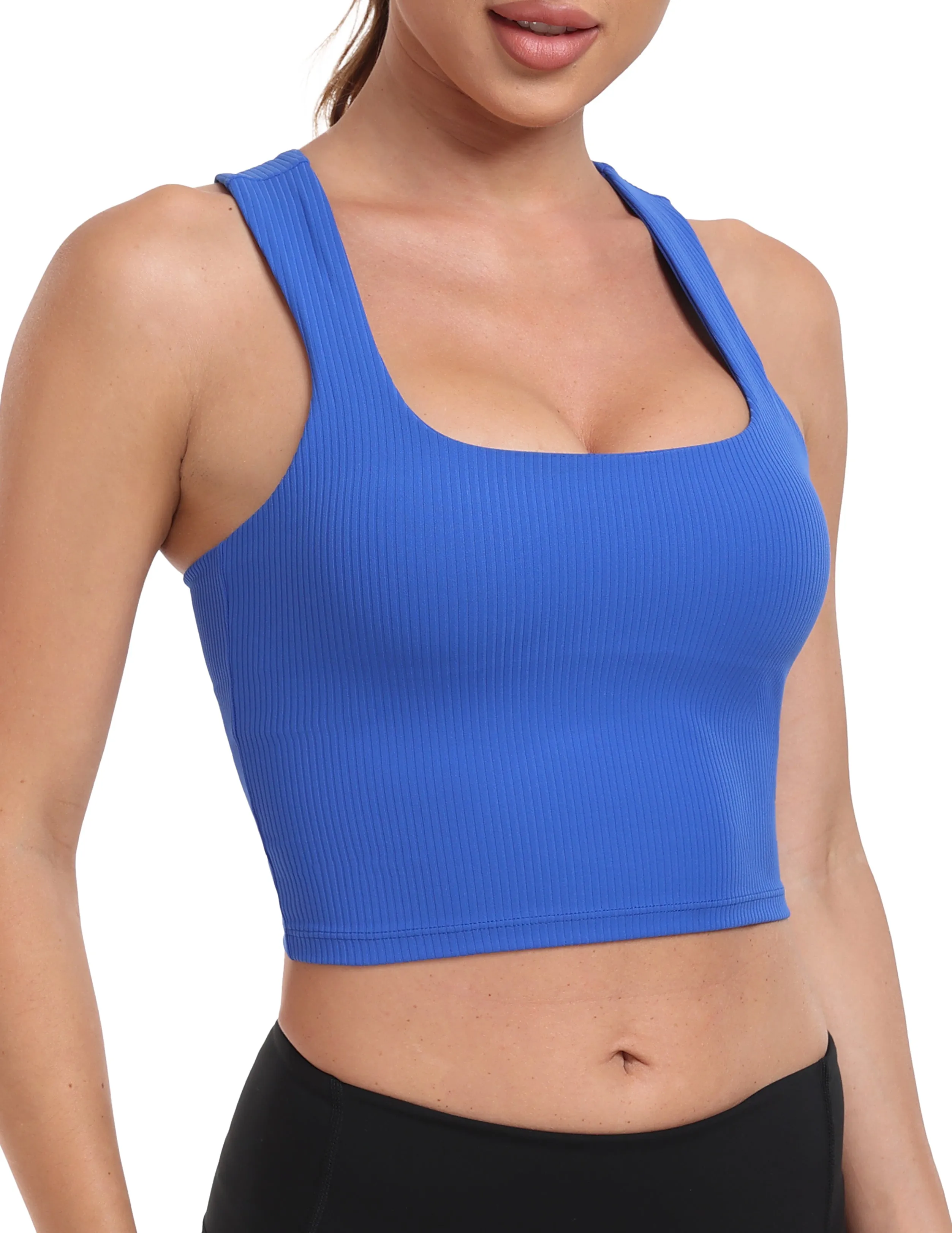 Sports Bra Square Neck Workout Tank Tops with Built