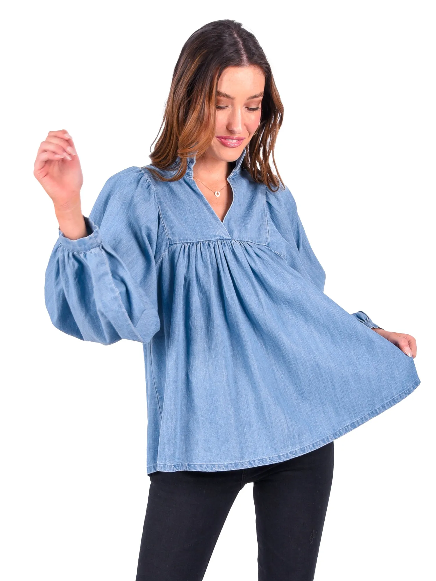 Stella Top - Denim Chambray