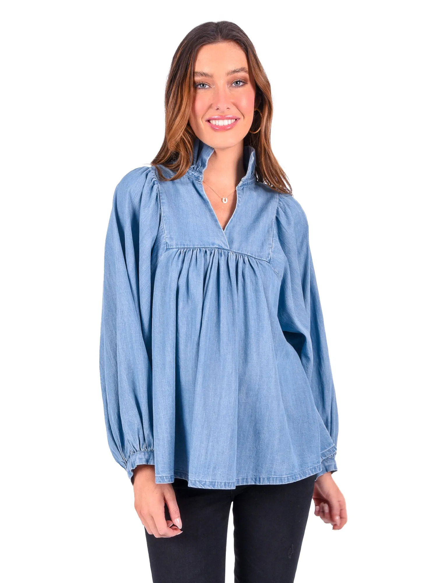 Stella Top - Denim Chambray