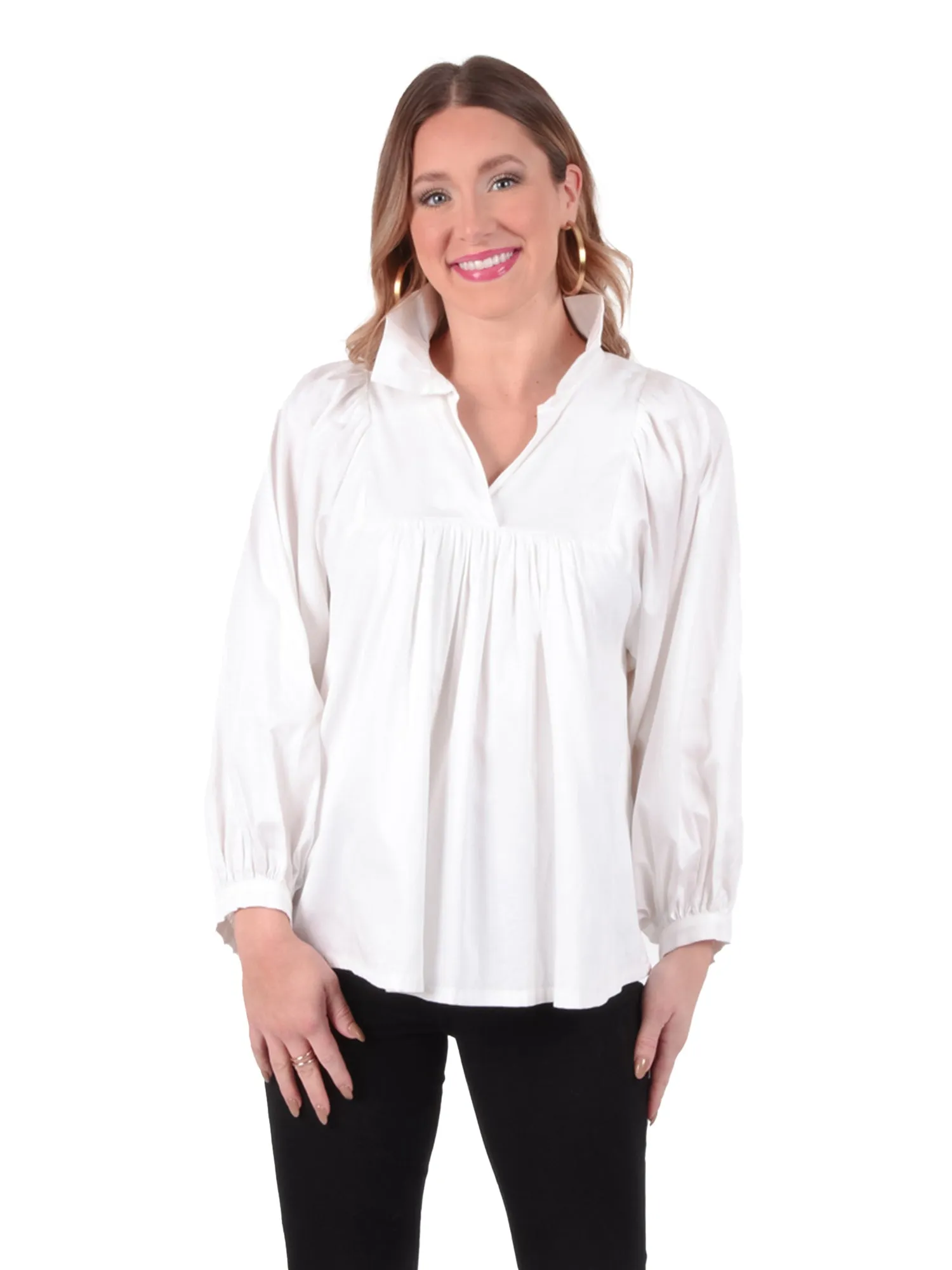 Stella Top - White Cotton Poplin