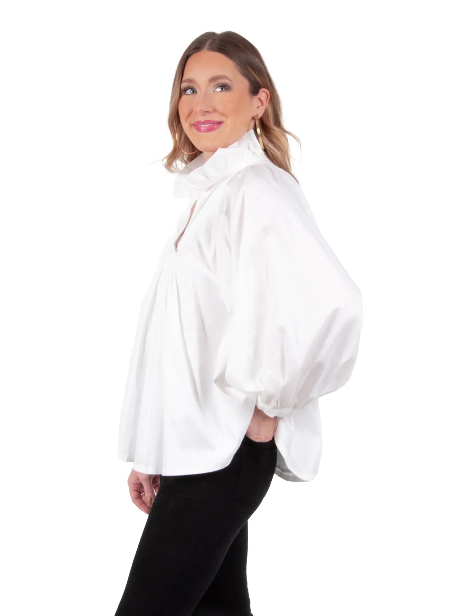 Stella Top - White Cotton Poplin