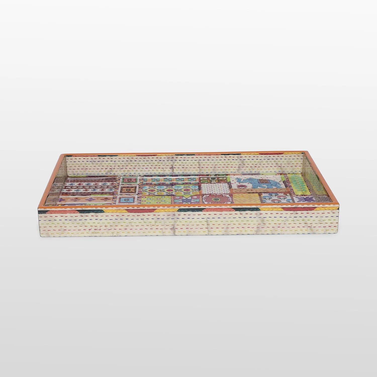 Sui Dhaga Rectangle Enamel Small Tray