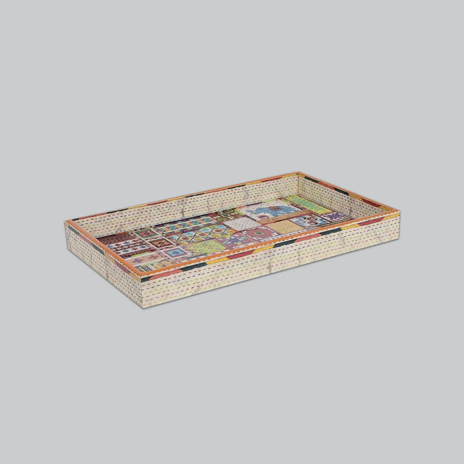 Sui Dhaga Rectangle Enamel Small Tray