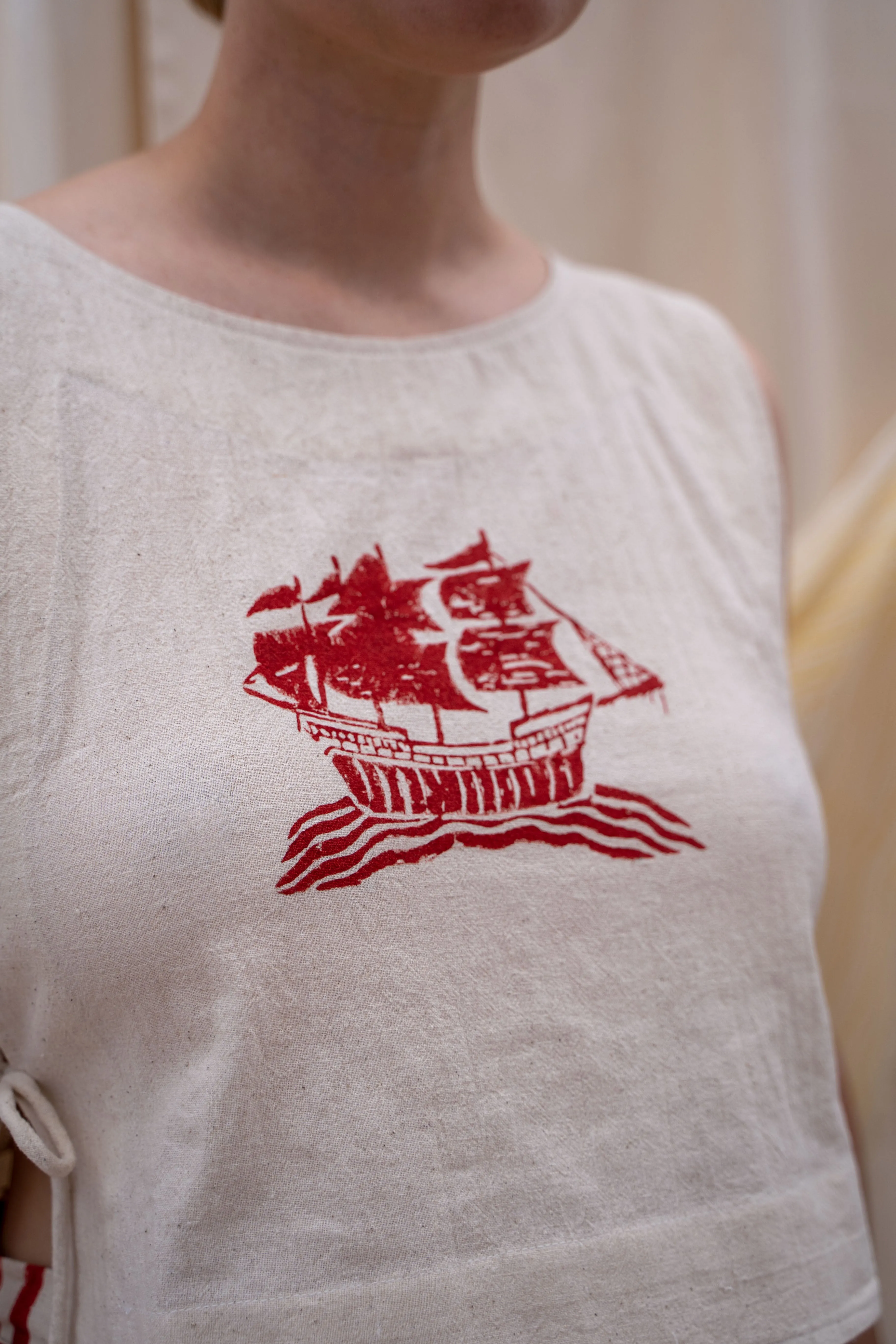 Tank Tie Top | Red Ship Print